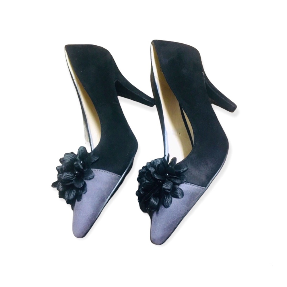 ANDIAMO | Black & Gray Suede Heels Sz. 9.5